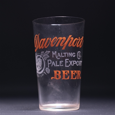 Davenport Malting Pre-Prohibition Etched Drinking Glass 