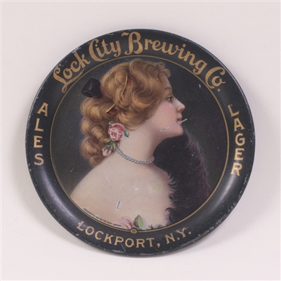Lock City Pre-Prohibition Woman with Roses Tip Tray