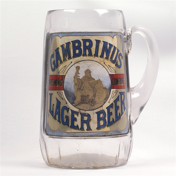 Gambrinus Lager Pre-Prohibition Fired-on Label Pitcher 