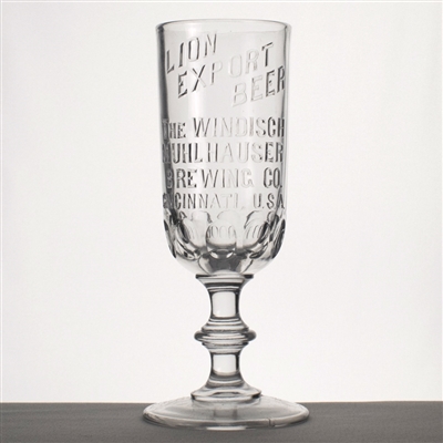 Windisch Mulhauser Lion Export Pre-Prohibition Embossed Stem Glass