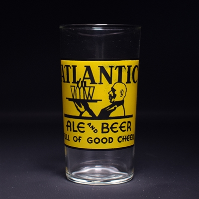 Atlantic Ale and Beer 5.75-inch Enameled 1940s Drinking Glass