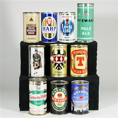 10 Non-USA Foreign Flat Top Cans