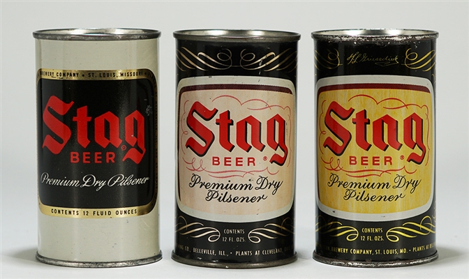 Stag Flat Top Beer Cans 3 Cans ONE LOT