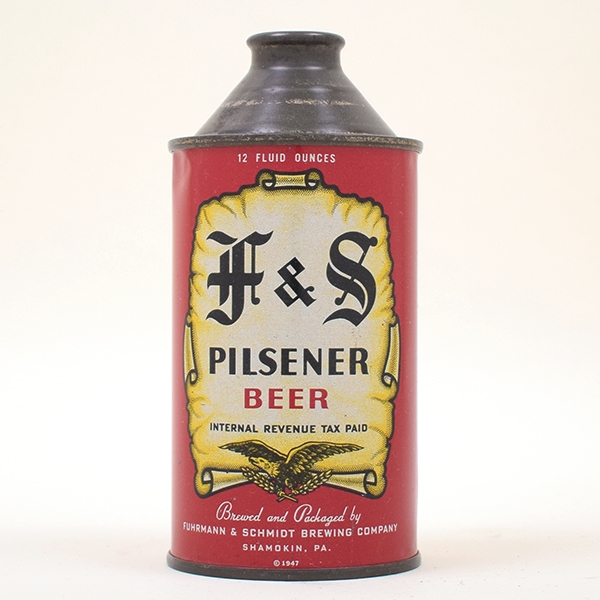 F and S Pilsener Beer Cone Top 164-9