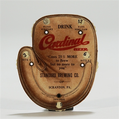 Cardinal Beer Celluloid Baseball Mitt Score Counter 
