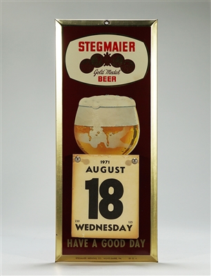 Stegmaier Gold Medal Beer Calendar Sign 
