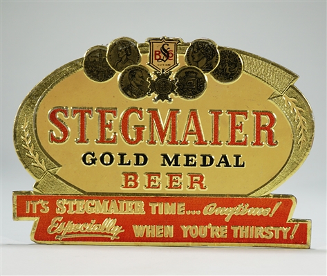 Stegmaier Gold Medal Beer Foil Over Cardboard Diecut Sign 