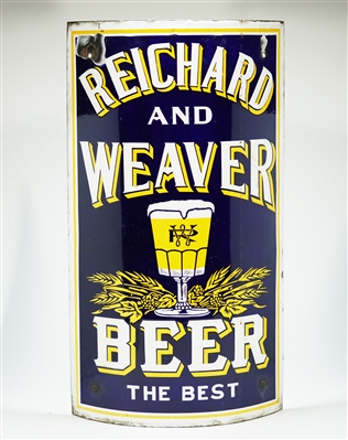Reichard and Weaver Beer Porcelan Corner Sign 