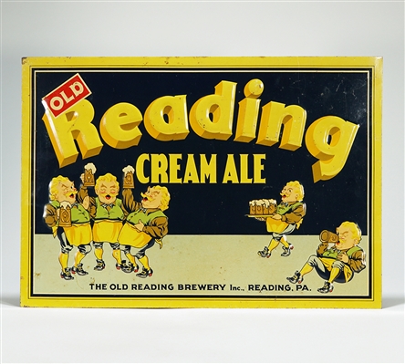 Old Reading CREAM ALE Gus Embossed Tin Sign