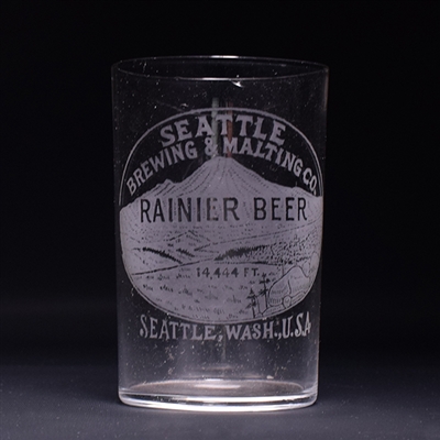 Rainier Beer Mountain Scene Etched Glass