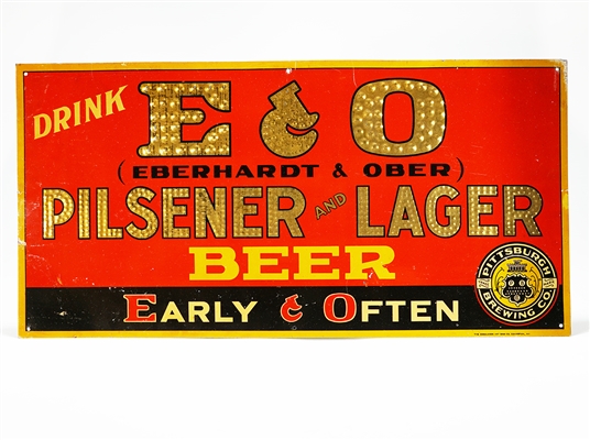 Eberhardt and Ober Embossed Tin Sign 