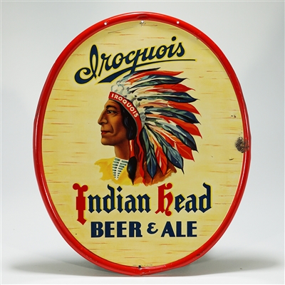 Iroquois Indian Head Beer Ale Tin Sign 