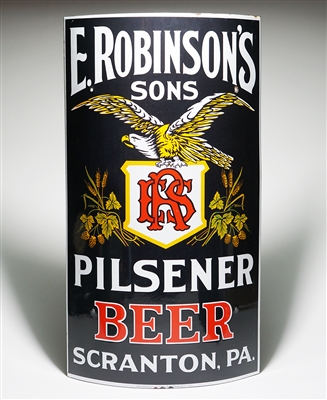 E. Robinsons Sons Pilsener Beer Porcelain Corner Sign 