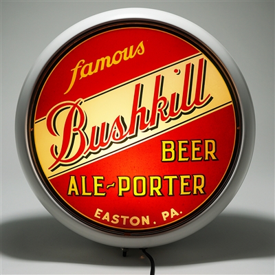 Bushkill Beer Ale Porter Enameled Glass Illuminated Sign 