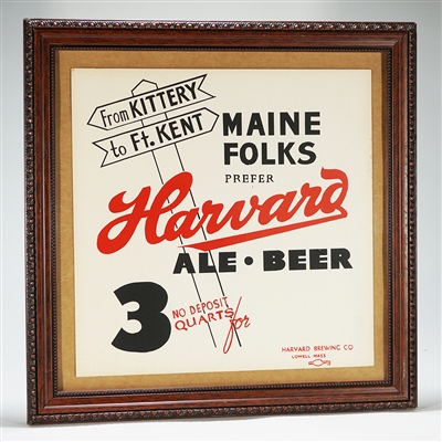 Harvard Maine Folks Ale Beer Sign 