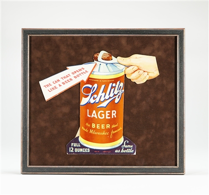 Schlitz Lager Beer Can Promoting Diecut Sign