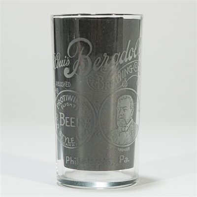 Louis Bergdoll Brewing Pre-prohibition Fluted Etched Glass