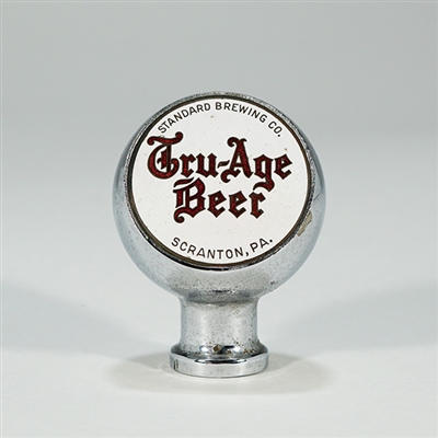 Tru-Age Beer WHITE Insert CHROME Ball Knob 1709