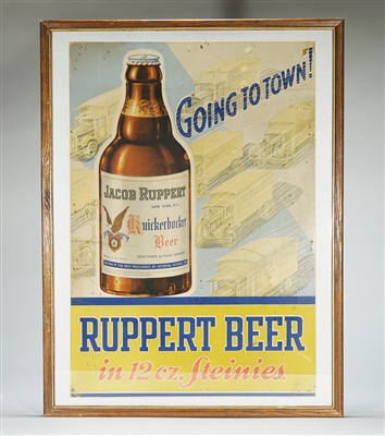 Ruppert 12 Oz Steinies GOING TO TOWN Beer Trucks Sign