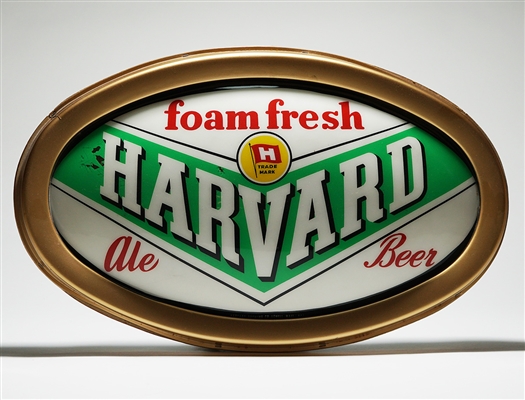 Harvard Foam Fresh Ale Beer Convex Oval Sign