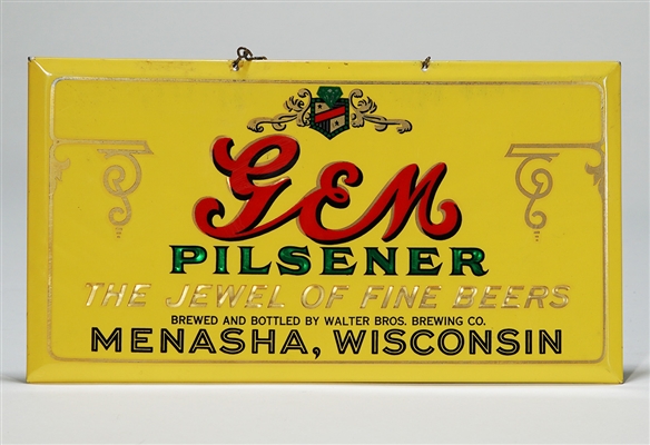 GEM Pilsener Menasha Wisconsin Celluloid TOC PRISMATIC Sign