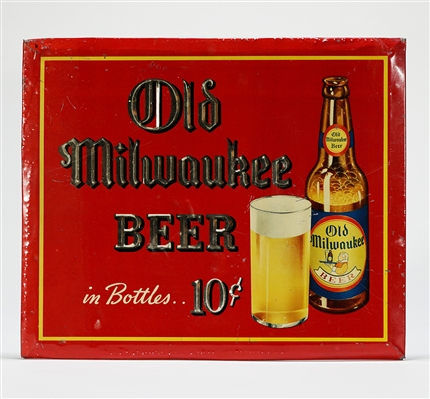 Old Milwaukee Beer in Bottles 10 CENTS TOC Sign
