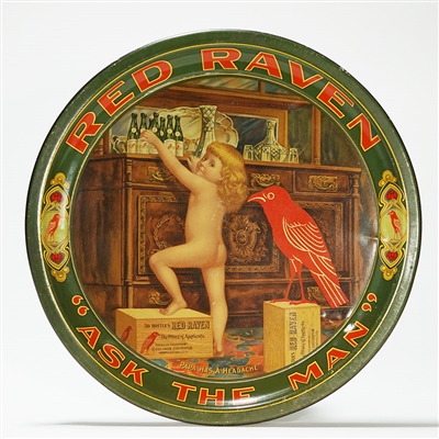 Red Raven Prince of Aperients Nude Girl Ask the Man Bottles Tray