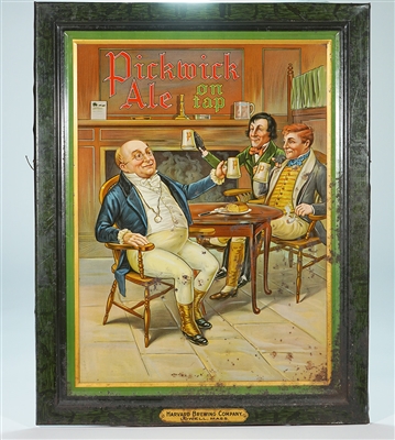 Pickwick Ale on Tap Self Framed Pre-prohibition Tin Sign HARVARD BREWING