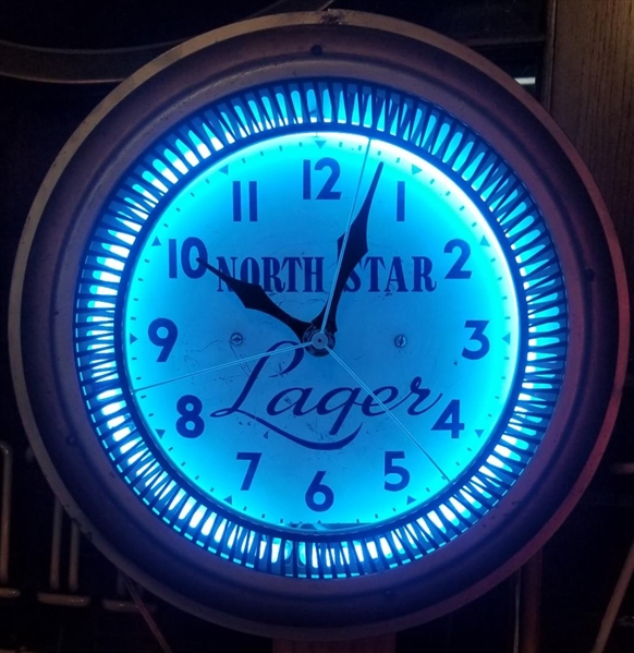 NABA LOT- North Star Lager Spinner Neon Advertising Clock