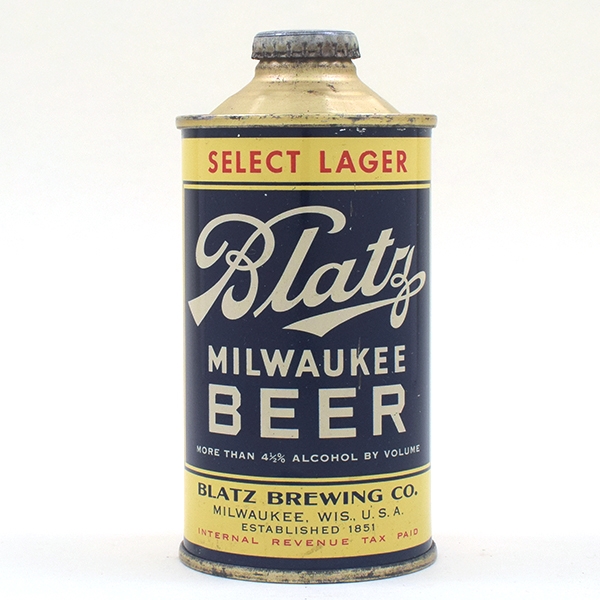 Blatz Milwaukee Beer RED Select Lager Cone Top 153-7