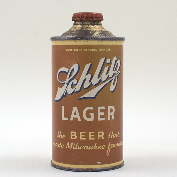 Schlitz Lager Beer Flat Bottom Cone Top 183-11