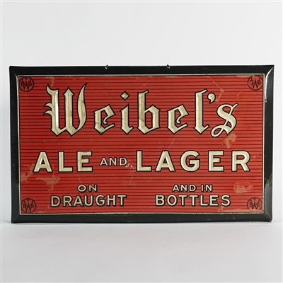 Weibels Ale Lager Draught Bottles Tin Sign RARE