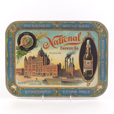 National Brewery Pre-Prohibition Factory Scene Serving Tray MINTY