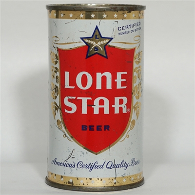 Lone Star Beer Flat Top BLUE TEXT ALC STMT LID 92-13
