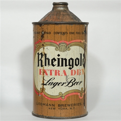 Rheingold Extra Dry Lager Beer Cone Top Quart 218-7