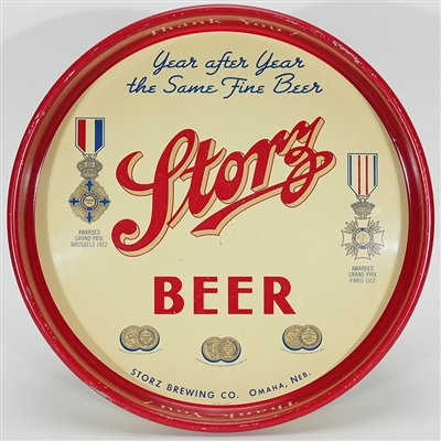 Storz 1912 Medals Tray YEAR AFTER YEAR SAME FINE BEER