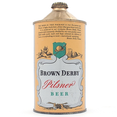 Brown Derby Beer Quart Cone Top TOUGH 204-4