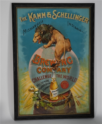 Kamm & Schellinger Challenge The World Pre-prohibition Chromolithograph