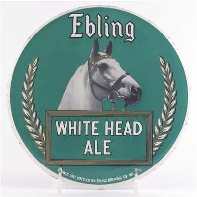 Ebling White Head Ale 1940s Button Sign