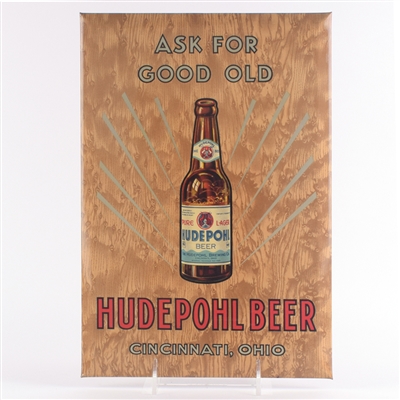 Hudepohl Beer 1930s Tin-Over-Cardboard Sign WOW
