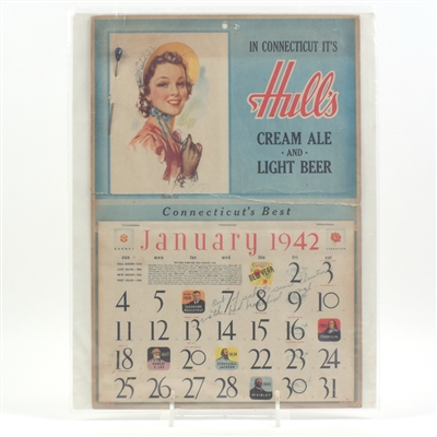 Hulls Ale Beer 1942 Priscilla Hull Hat Pin Calendar