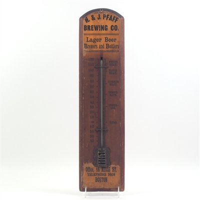 H and J Pfaff Pre-Prohibition Wooden Thermometer