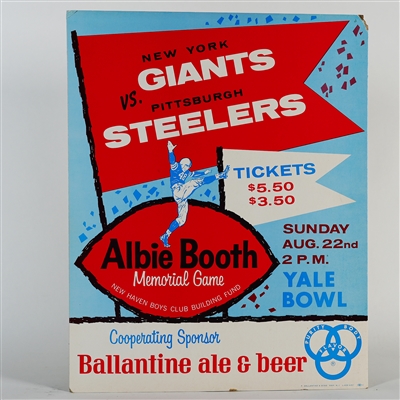 Ballantine Ale Beer Albie Booth Memorial Game NY vs Pittsburg Cardboard