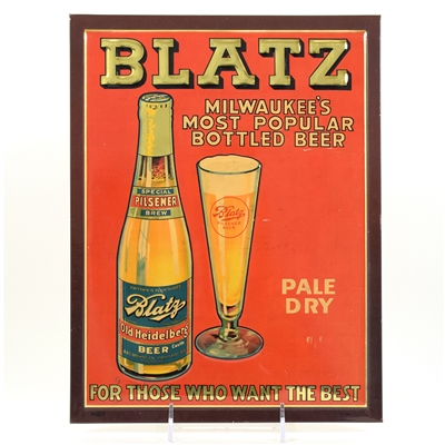 Blatz Beer 1930s Embossed Tin-Over-Cardboard Sign
