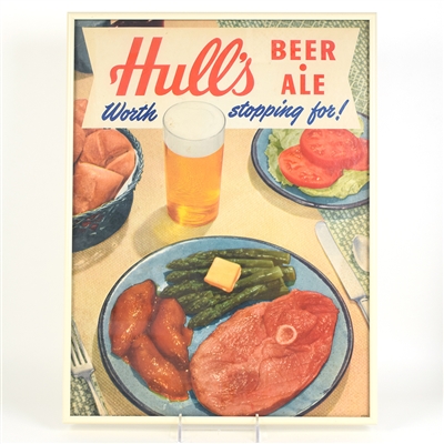 Hulls Beer - Ale 1940s Cardboard Sign