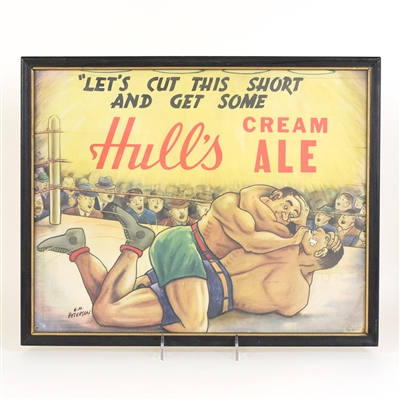 Hulls Cream Ale 1930s Cardboard Sign