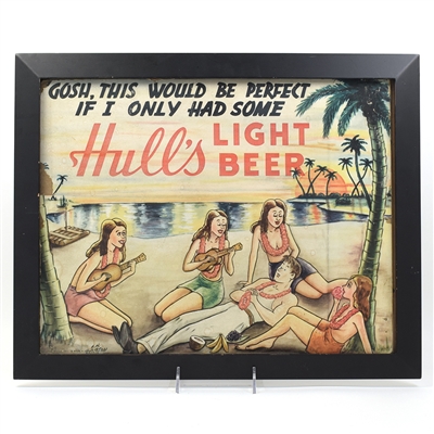 Hulls Cream Ale 1930s Cardboard Sign