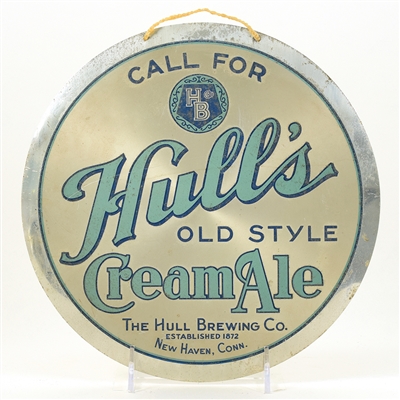 Hulls Cream Ale 1930s Leyse Aluminum Sign RARE