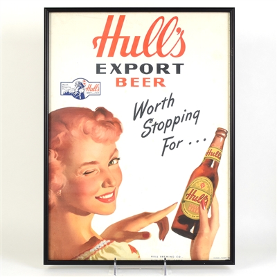 Hulls Export Beer 1940s Cardboard Sign