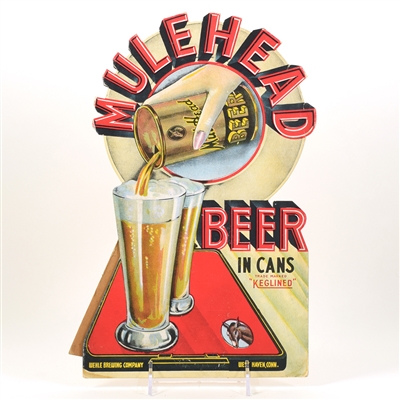 Mule Head Beer In Cans 1930s Cardboard Die Cut Sign